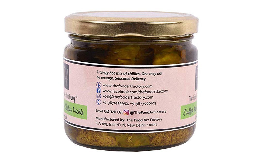 The Food Art Factory Stuffed Green Chillies Pickle    Glass Jar  250 grams